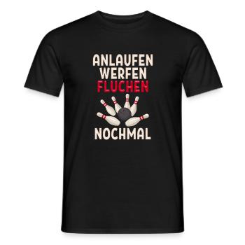 anlaufen werfen fluchen nochmal lustiges Bowling - Männer T-Shirt - Schwarz - Vorne - AI Model Male 178 light (178cm)