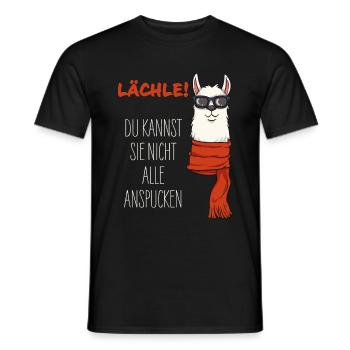 Alpaka - Lächle! du kannst sie nicht alle töten - Männer T-Shirt - Schwarz - Vorne - AI Model Male 178 light (178cm)