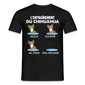 L'Entrainement du Chihuahua Humour Chien De Race - T-shirt homme - noir - Devant - AI Model Male 178 light (178cm)