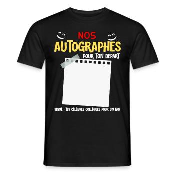 Signature Autographes Collègues Stars pour Départ - T-shirt homme - noir - Devant - AI Model Male 178 light (178cm)