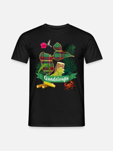 Gwada Guadeloupe Madras Tropicale Colibri - T-shirt homme - noir