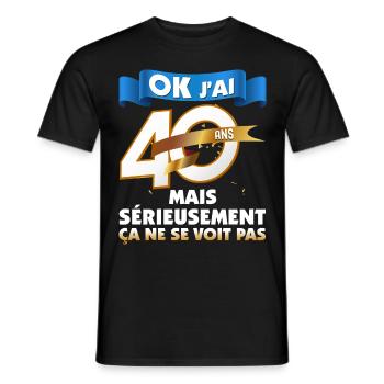 Ok j'ai 40 ans Humour Anniversaire Homme Ou Femme - T-shirt homme - noir - Devant - AI Model Male 178 light (178cm)