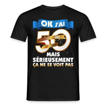 Ok j'ai 50 ans Cadeau Anniversaire Homme Ou Femme - T-shirt homme - noir - Devant - AI Model Male 178 light (178cm)
