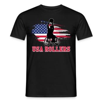 Handicap pour les joueurs de basketball en fauteuil roulant États-Unis - T-shirt homme - noir - Devant - AI Model Male 178 light (178cm)