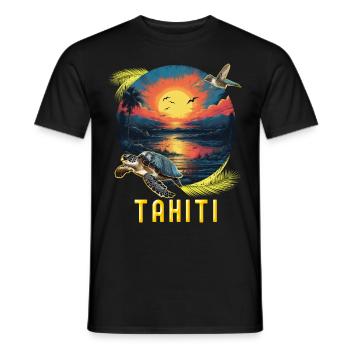 Tahiti French Polynesia Sun Turtle - Men's T-Shirt - black - Front - AI Model Male 178 light (178cm)