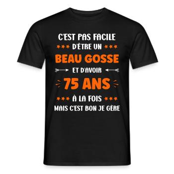 75 ANS - T-shirt homme - noir - Devant - AI Model Male 178 light (178cm)