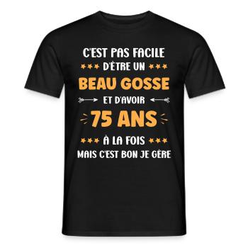 75 ANS - T-shirt homme - noir - Devant - AI Model Male 178 light (178cm)