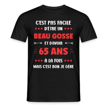 65 ANS - T-shirt homme - noir - Devant - AI Model Male 178 light (178cm)