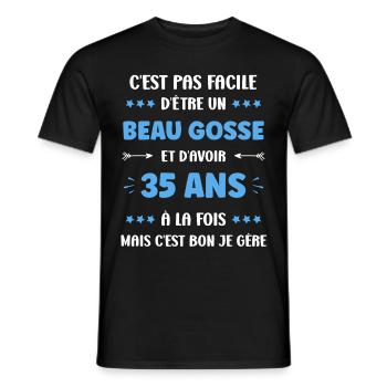 35 ANS - T-shirt homme - noir - Devant - AI Model Male 178 light (178cm)