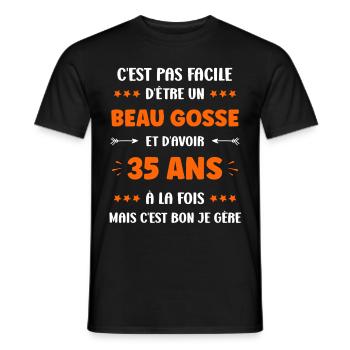 35 ANS - T-shirt homme - noir - Devant - AI Model Male 178 light (178cm)