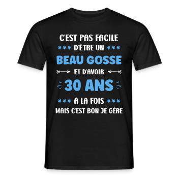 30 ANS - T-shirt homme - noir - Devant - AI Model Male 178 light (178cm)