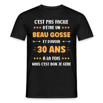 30 ANS - T-shirt homme - noir - Devant - AI Model Male 178 light (178cm)