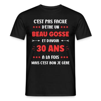 30 ANS - T-shirt homme - noir - Devant - AI Model Male 178 light (178cm)