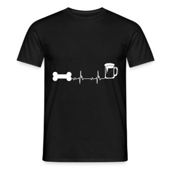 Heartbeat Beer and Dog - - Men's T-Shirt - black - Front - AI Model Male 178 light (178cm)