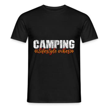 Camping Lifestyle Vibes 3 - Men's T-Shirt - black - Front - AI Model Male 178 light (178cm)