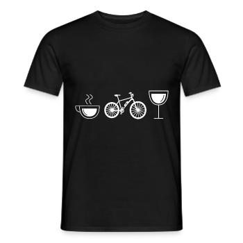 Vin de café et vélo électrique - (e) - T-shirt homme - noir - Devant - AI Model Male 178 light (178cm)