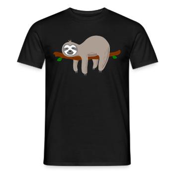 Faultier faul müde gammeln Sloth Geschenkidee - Männer T-Shirt - Schwarz - Vorne - AI Model Male 178 light (178cm)
