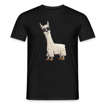 Cool Hipster Lama with Sunglasses Gift Yay - Men's T-Shirt - black - Front - AI Model Male 178 light (178cm)