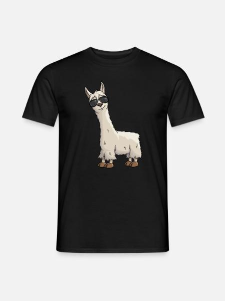 Cooles Hipster Lama mit Sonnenbrille Geschenk Yay - Männer T-Shirt - Schwarz