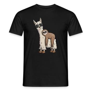 Lama mit Faultier und Sonnenbrille Funky Hipster - Männer T-Shirt - Schwarz - Vorne - AI Model Male 178 light (178cm)