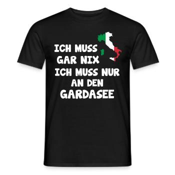 Ich muss an den Gardasee Spruch Italien - Männer T-Shirt - Schwarz - Vorne - AI Model Male 178 light (178cm)
