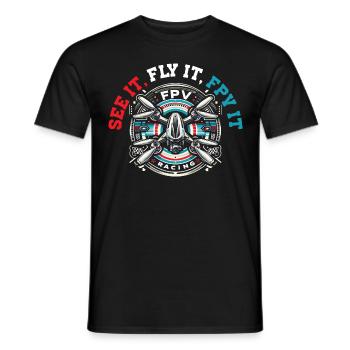 FPV drone pilot, remote control - Men's T-Shirt - black - Front - AI Model Male 178 light (178cm)