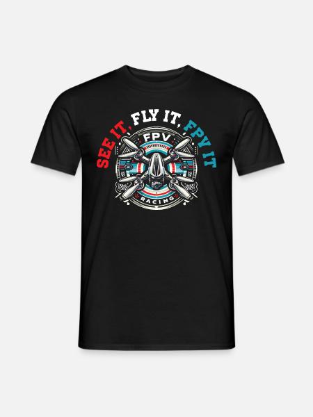 FPV drone pilot, remote control - Men's T-Shirt - black