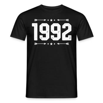 vintage 1992 vintage 33rd birthday 1992 - Men's T-Shirt - black - Front - AI Model Male 178 light (178cm)