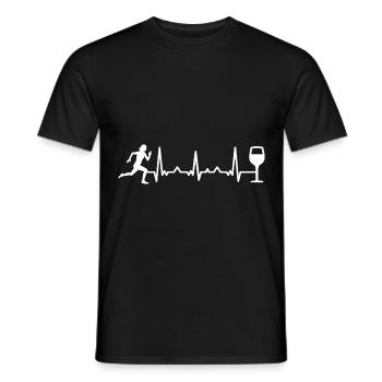 Heartbeat wine and running - (RU) - Men's T-Shirt - black - Front - AI Model Male 178 light (178cm)