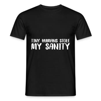 Tiny Humans Stole My Sanity 7 - Men's T-Shirt - black - Front - AI Model Male 178 light (178cm)