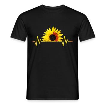 Sunflower, sunflower, heartbeat, rhythm - Men's T-Shirt - black - Front - AI Model Male 178 light (178cm)