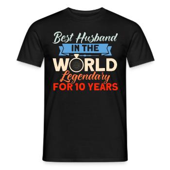 10th Wedding Anniversary Couple Design 10 Years of Marriage - Men's T-Shirt - black - Front - AI Model Male 178 light (178cm)