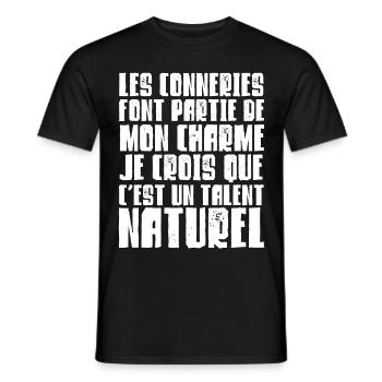 Les conneries c'est mon charme - T-shirt homme - noir - Devant - AI Model Male 178 light (178cm)