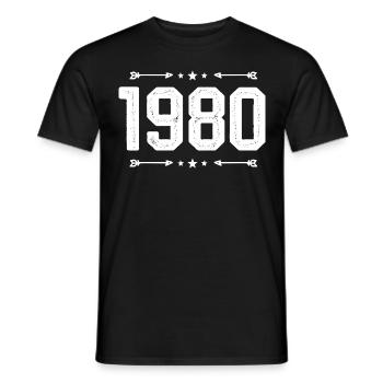 Millésime 1980 Millésime 45ème anniversaire 1980. - T-shirt homme - noir - Devant - AI Model Male 178 light (178cm)