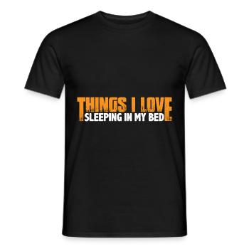 Les choses que j’aime, dormir dans mon lit 12 - T-shirt homme - noir - Devant - AI Model Male 178 light (178cm)