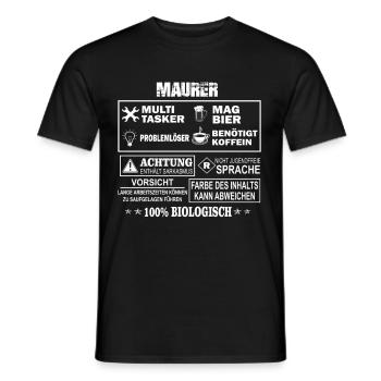 Maurer - Männer T-Shirt - Schwarz - Vorne - AI Model Male 178 light (178cm)