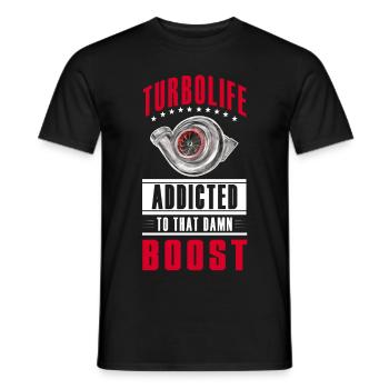 TURBO LIFE - Boost addicted - clean version - Men's T-Shirt - black - Front - AI Model Male 178 light (178cm)