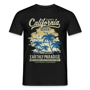 CALIFORNIA BEACH - Surf et design shirt d'été - T-shirt homme - noir - Devant - AI Model Male 178 light (178cm)