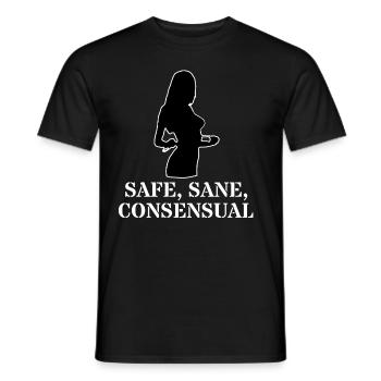 Domina BDSM Safe sane consensual Say Sodomaso - Men's T-Shirt - black - Front - AI Model Male 178 light (178cm)