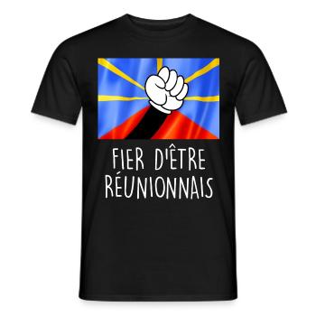 Fier d'être réunionnais Cadeau Drapeau Réunion - T-shirt homme - noir - Devant - AI Model Male 178 light (178cm)