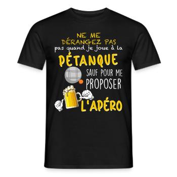 Pétanque Bouliste Et Apéro Mon Plaisir - T-shirt homme - noir - Devant - AI Model Male 178 light (178cm)