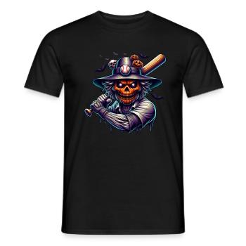 Halloween Baseballspieler Kostüm Kuerbis - Männer T-Shirt - Schwarz - Vorne - AI Model Male 178 light (178cm)