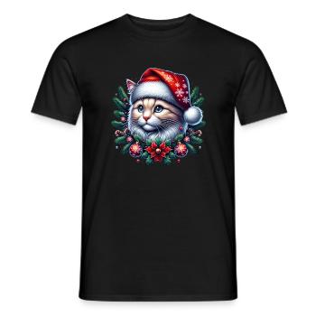 Weihnachtskatze süß - Männer T-Shirt - Schwarz - Vorne - AI Model Male 178 light (178cm)
