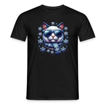 Noël chat flocons de neige Noël - T-shirt homme - noir - Devant - AI Model Male 178 light (178cm)
