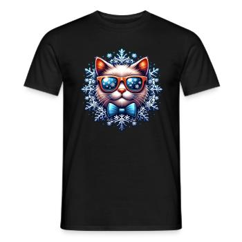 Noël Chat Flocon de neige Noël - T-shirt homme - noir - Devant - AI Model Male 178 light (178cm)