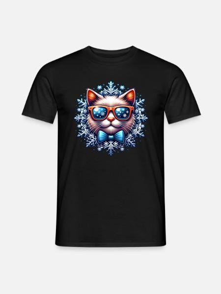 Weihnachts Katze Schneeflocke Weihnachten - Mænd T-shirt - sort