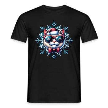 Chat Flocon de neige Noël - T-shirt homme - noir - Devant - AI Model Male 178 light (178cm)