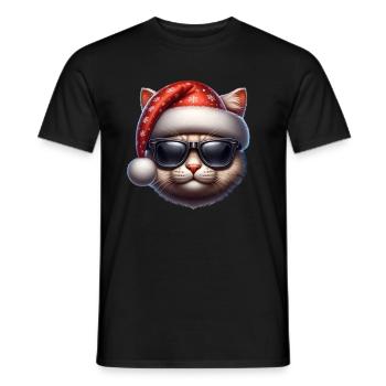 Chat de Noël - T-shirt homme - noir - Devant - AI Model Male 178 light (178cm)