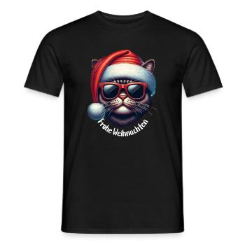 Frohe Weihnachten Kater Katze Geschenkidee - Männer T-Shirt - Schwarz - Vorne - AI Model Male 178 light (178cm)