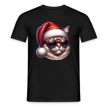 Weihnachten Katze Cool - Männer T-Shirt - Schwarz - Vorne - AI Model Male 178 light (178cm)